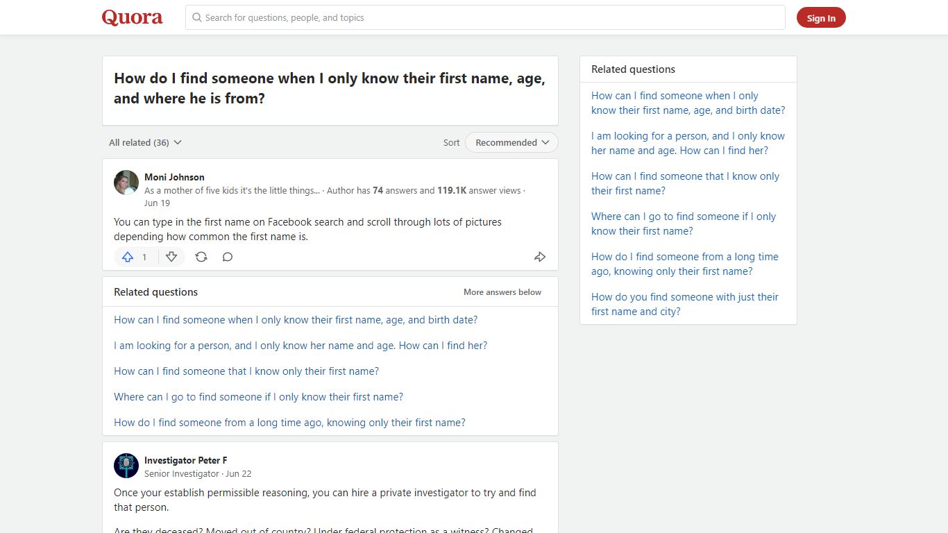 How to find someone when I only know their first name, age, and where ...